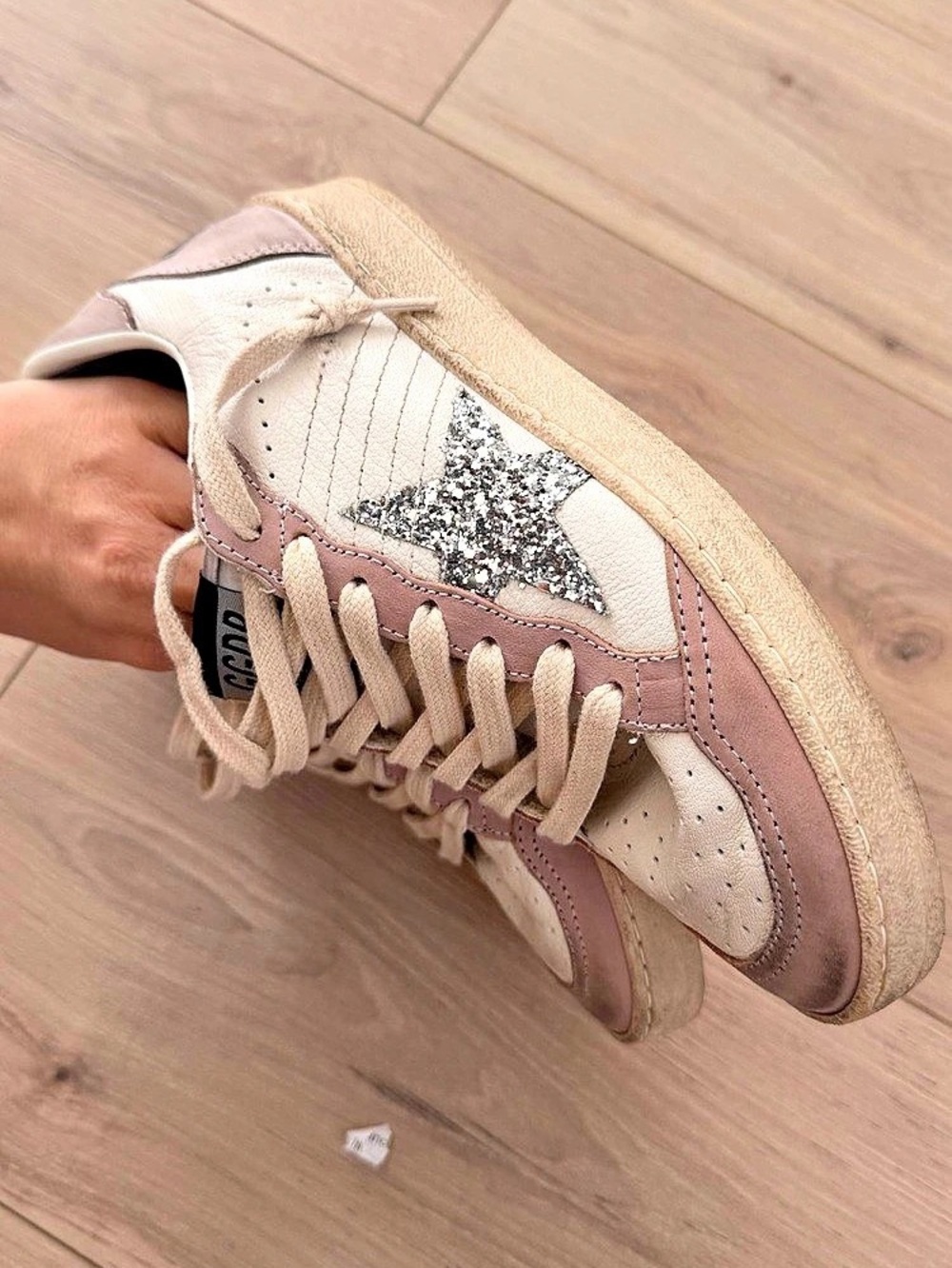 Golden Goose Ball Star Sneakers Glitter Star Pink & White size 36 - Picture 6 of 9